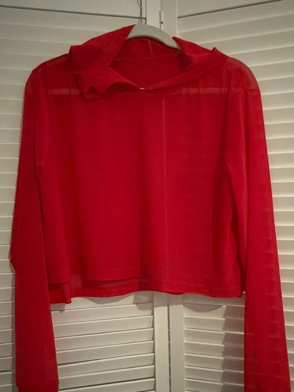 Balera Red Cropped Mesh Hoodie Hip Hop Dance